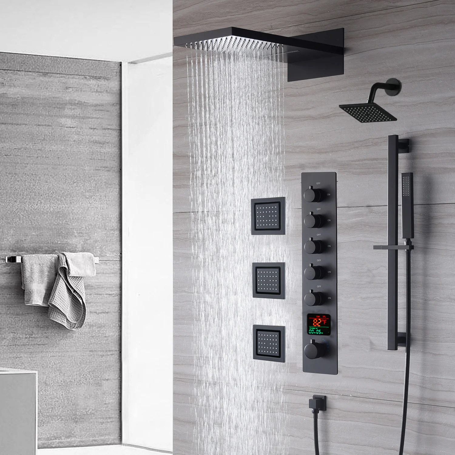 Shower with sliding bar